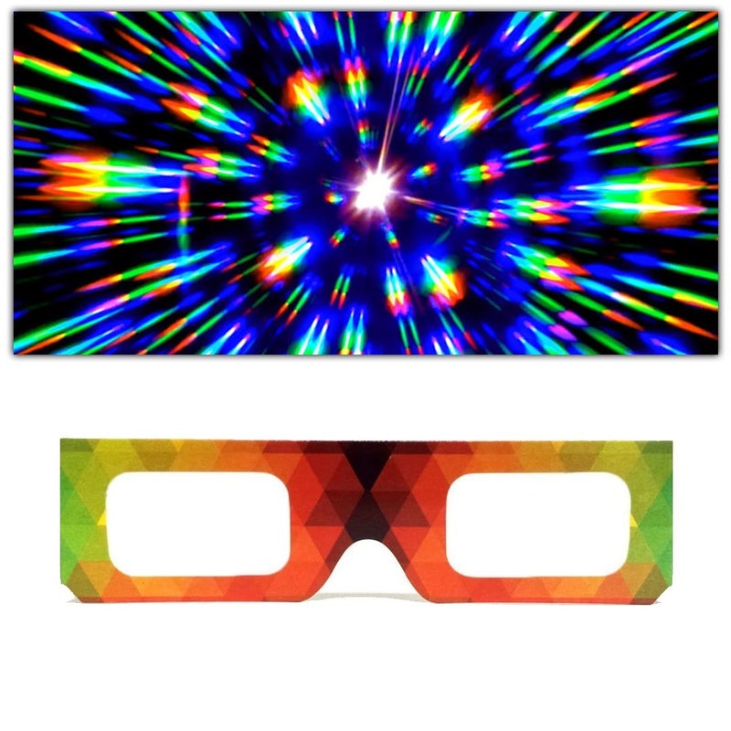 GloFX Paper Cardboard Diffraction Glasses â€“ Geometric Rainbow (10 Pack) - Image 1